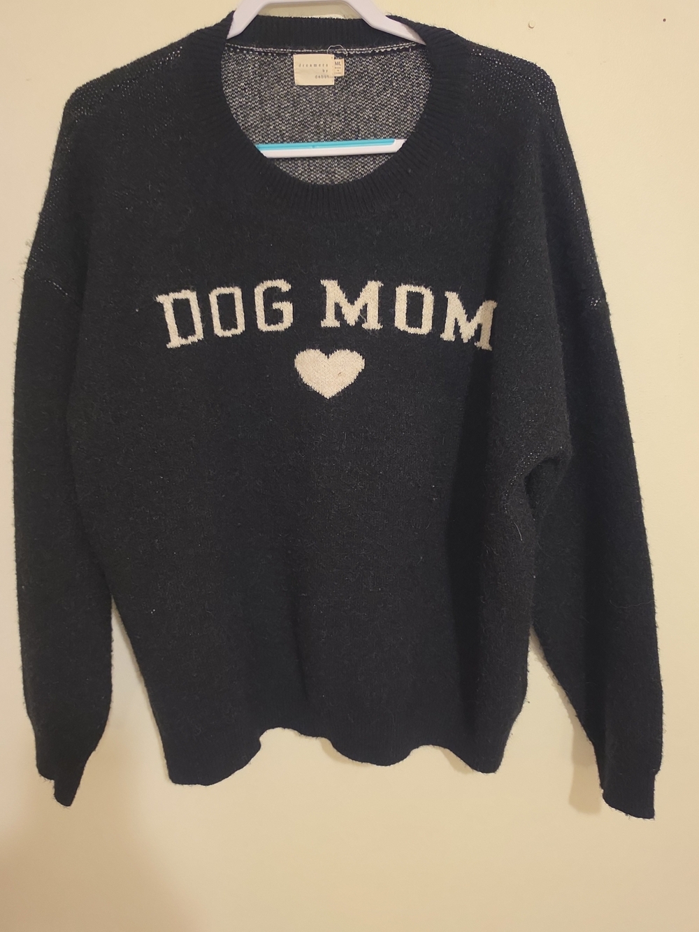 Cozy 'Dog Mom' Crewneck Sweater - Black